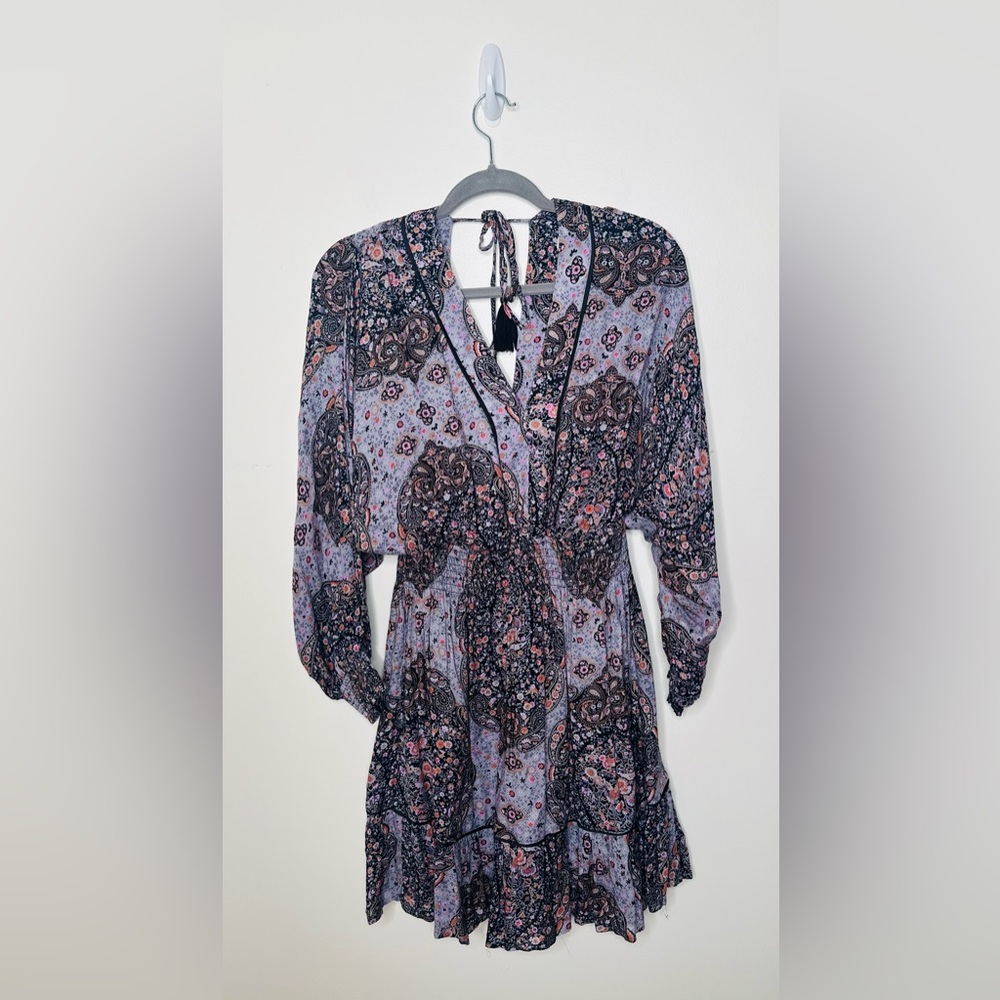 Lovestitch Nico Paisley Mini Dress Women's Size M Boho Purple Relaxed
Fit